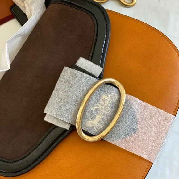 Coach Kat Saddle Bag 20 Colorblock Saffron Multi - Picture 8 of 9